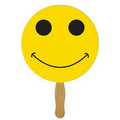 Digital Smiley Face Fast Fan w/ Wooden Handle & Front Imprint (1 Day)